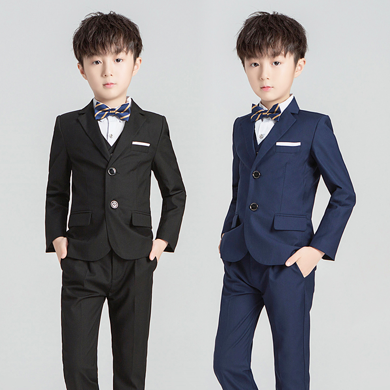 儿童西装秋冬款男童纯色西服花童礼服套装钢琴走秀表演服模特礼服