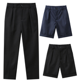 藏青色松紧带校服裤 男童短西裤 学生黑色背带长裤 儿童演出礼服