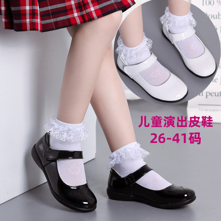 四季女单鞋演出黑色皮鞋女童公主鞋表演校园舞蹈学生礼仪白色单鞋