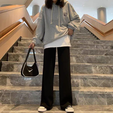 坠感宽松学生韩版阔腿裤春夏新款女韩版高腰显瘦直筒拖地休闲长裤