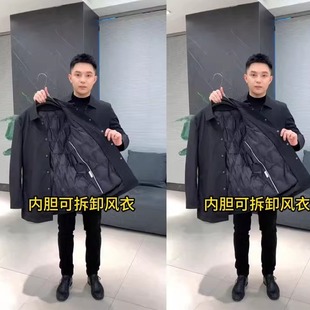 2024新款时尚休闲冬季百搭商务行政气质羽绒夹克风衣中长款0019