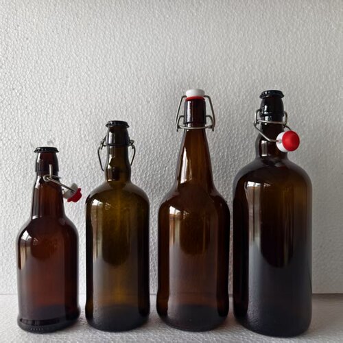 玻璃啤酒瓶空瓶精酿啤酒酵素酒瓶棕色卡扣玻璃瓶500ml1000ml新款