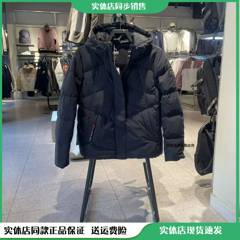 安踏女士冬季冰甲羽绒服连帽鸭绒