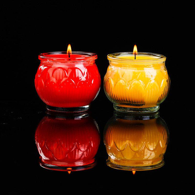 家用蜡烛长明灯莲花植物酥油灯斗烛一天24小时寺庙玻璃莲花灯