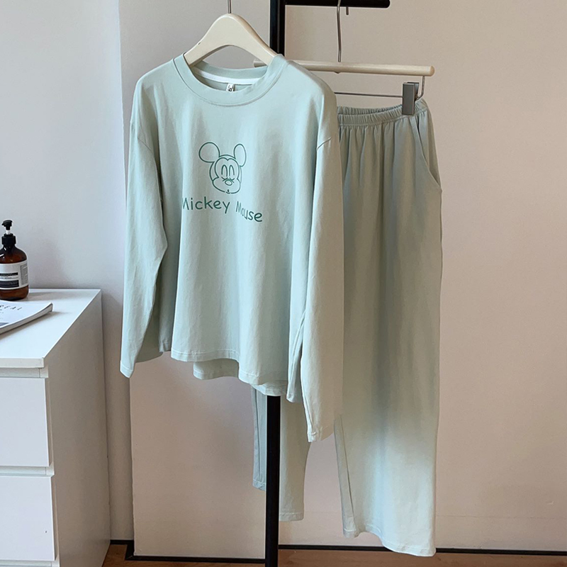 网红春秋季纯棉可爱卡通休闲套装