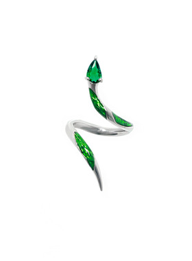 斯莱特林魔法指尖上S925纯银灵蛇戒指原创小众设计关节戒蛇院女孩