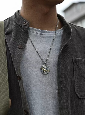 纯银飞鹰项链男士银饰