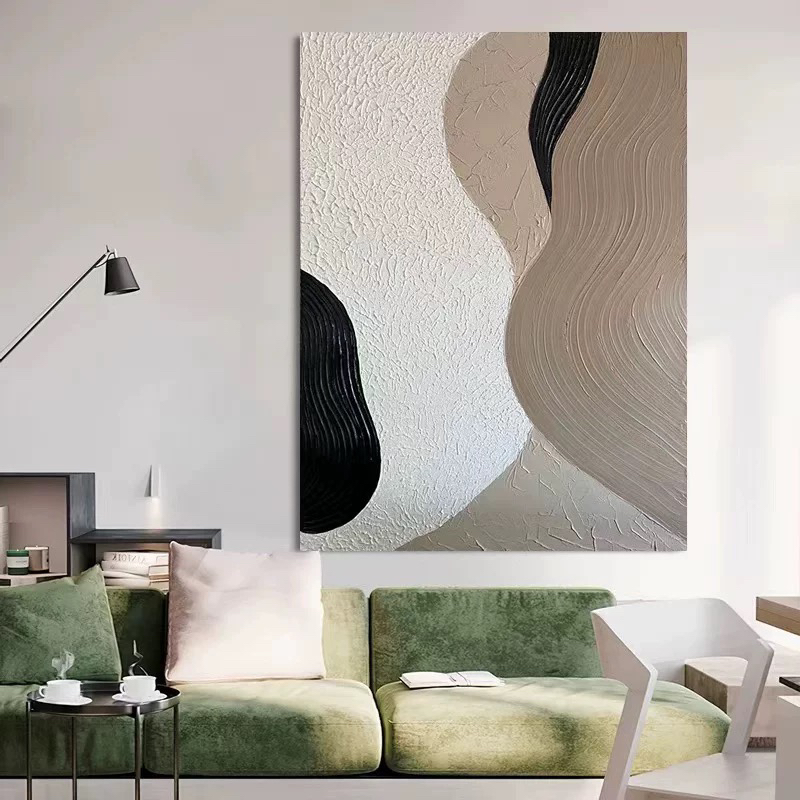 纯手绘油画现代轻奢玄关挂画立体肌理色块客厅落地装饰画餐厅挂画图片