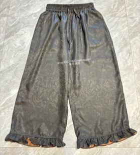 特价2025年新款重磅真丝香云纱老料全罗花边裤提花百搭阔腿直筒裤