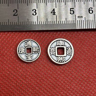 s999纯银五帝通宝钱币出入平安配件手工diy编织泰银红绳手链串珠