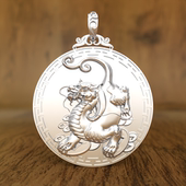 实心貔貅 瑞兽纯银吊坠铜钱火麒麟项链男银饰999足银泰银狮子银牌