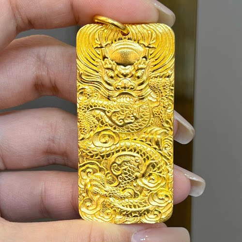 包黄金吊坠金店同款佛守护本命佛生肖霸气龙金包银如来项链金挂坠