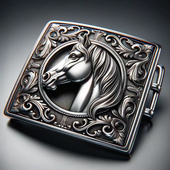 马上有钱S999足银皮带扣头实心生肖马腰带扣男平滑扣单扣腰带扣头