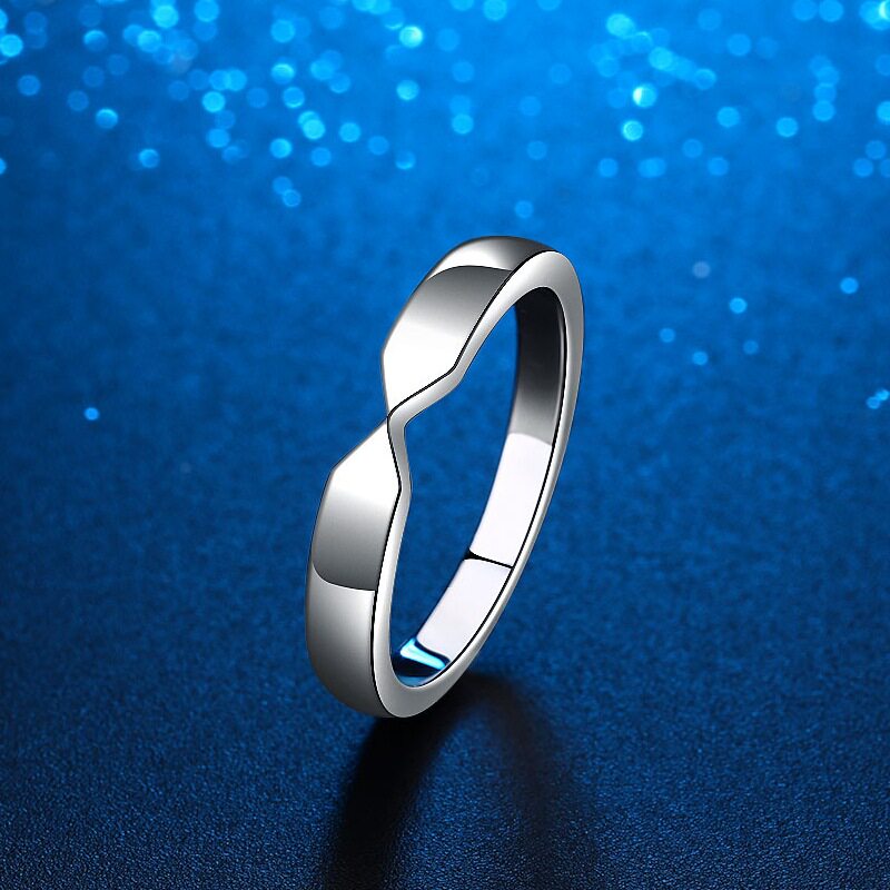 s925纯银实心素圈菱形角戒指百搭款时尚定情表白结婚送男友礼物