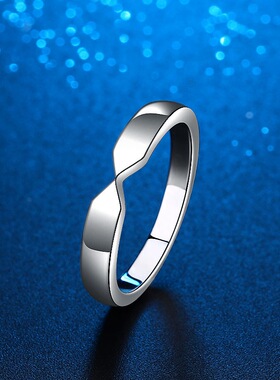 s925纯银实心素圈菱形角戒指百搭款时尚定情表白结婚送男友礼物