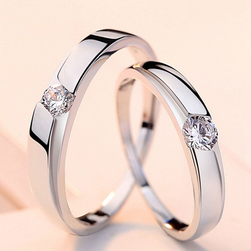 时尚S925纯银情侣戒指饰品 经典男女对戒刻字示爱定情指环礼物