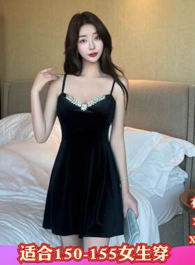 夏装女装加小码XXXS矮个子150cm显高吊带连衣裙收腰性感礼服短裙