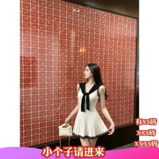 加小码女装夏装150cm显高矮个子XXXS针织披肩+背心连衣裙两件套女