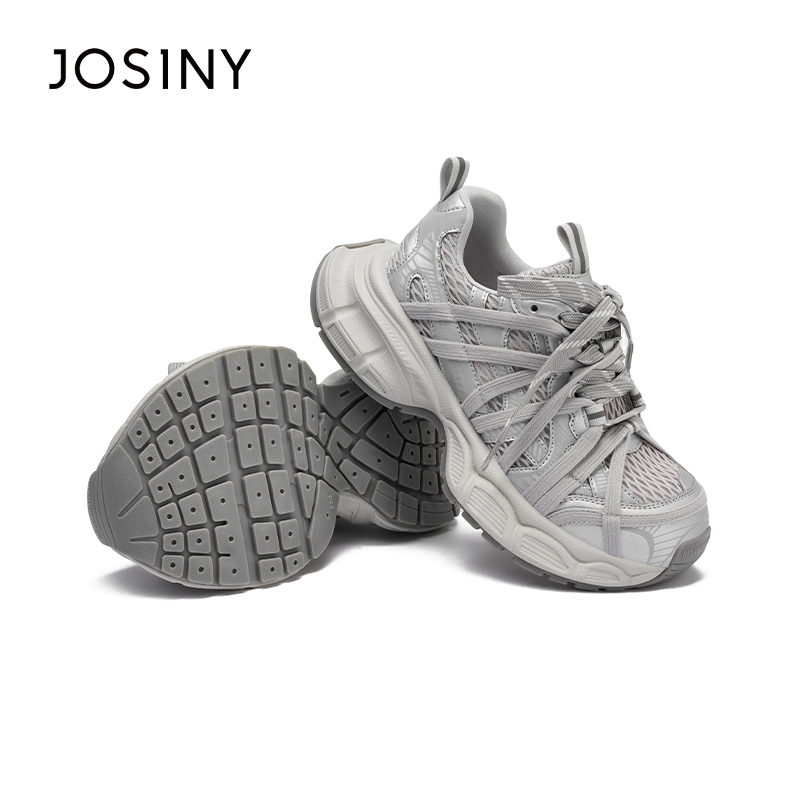 卓诗尼2025春秋新款厚底老爹鞋时尚舒适网面休闲鞋潮流运动小白鞋