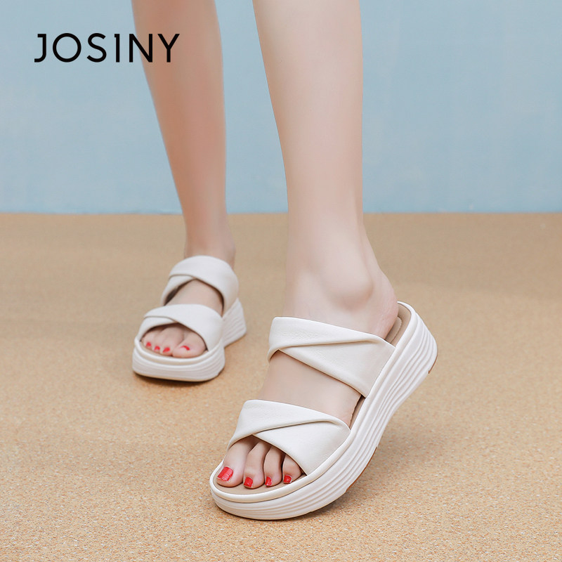 卓诗尼2025夏季新款厚底凉拖鞋时尚舒适外穿一字拖潮流休闲拖鞋女