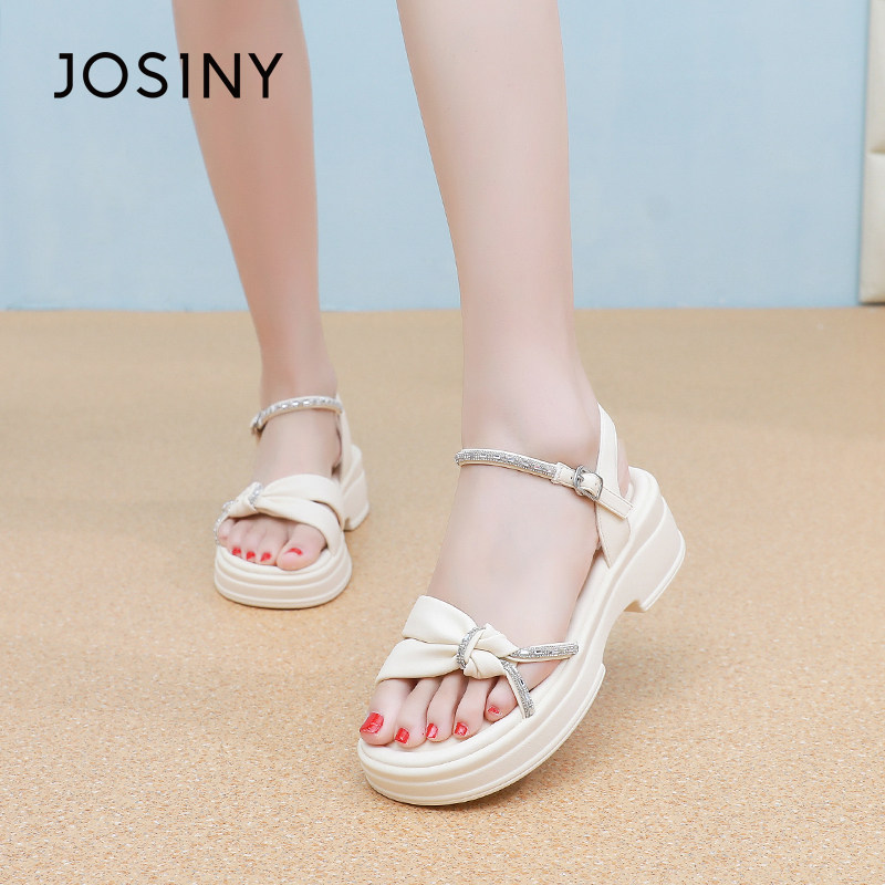 卓诗尼2025夏季新款坡跟凉鞋时尚舒适轻便凉鞋女潮流百搭休闲女鞋