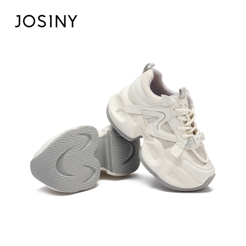 卓诗尼2025夏季新款厚底老爹鞋时尚舒适休闲鞋潮流网面运动小白鞋