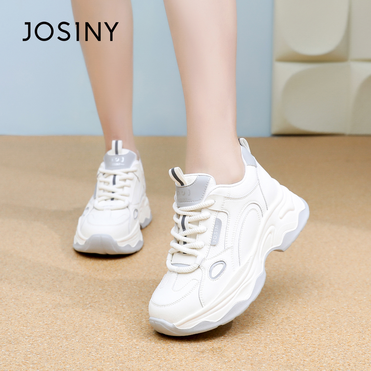 卓诗尼2026春季新款厚底运动鞋时尚舒适复古老爹鞋潮流百搭休闲鞋