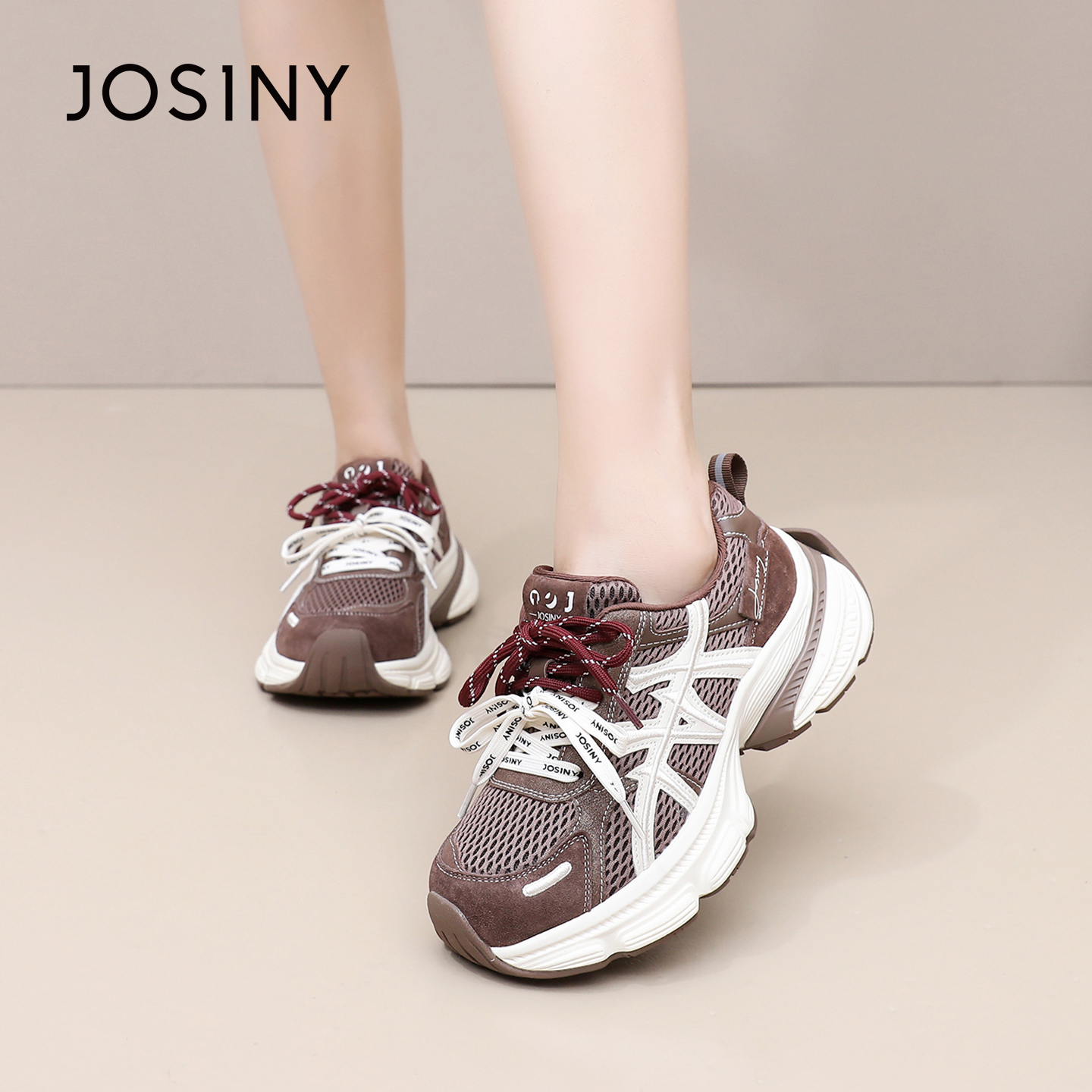 卓诗尼2025秋季新款厚底运动鞋潮流百搭休闲鞋时尚舒适复古老爹鞋