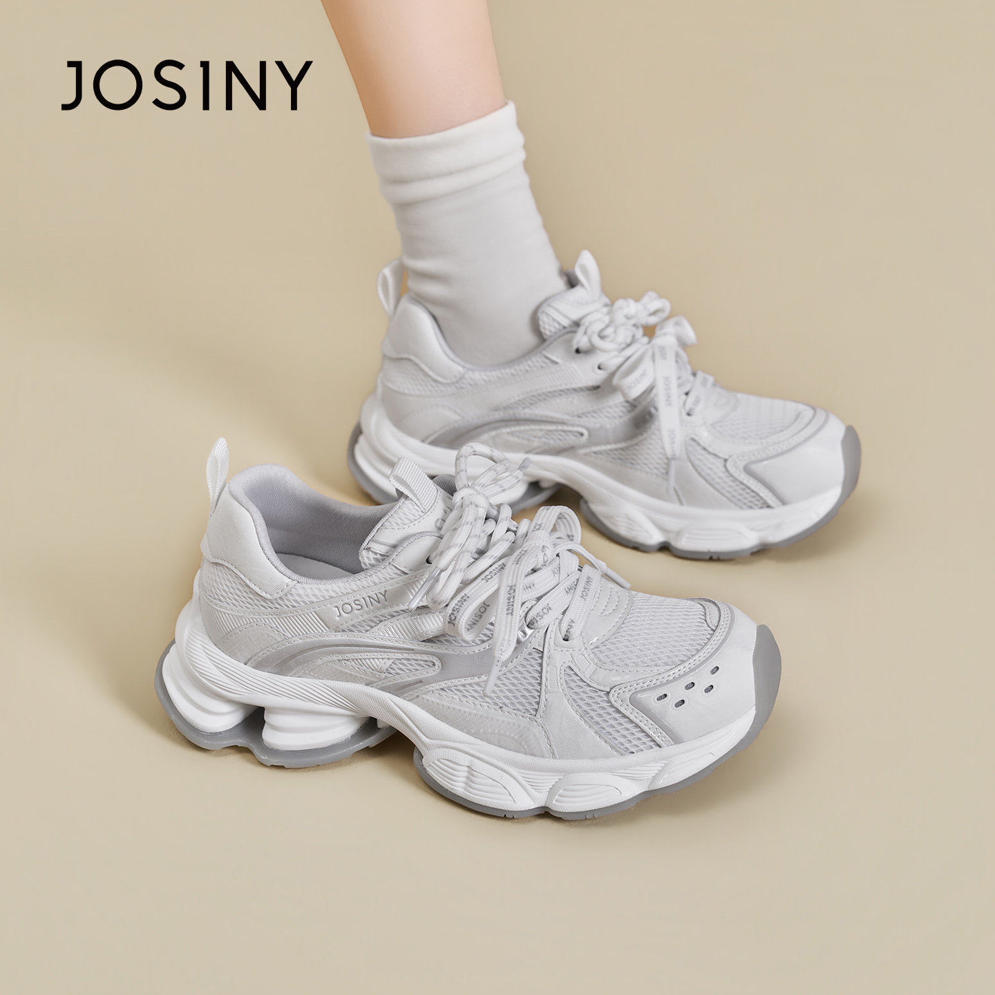 卓诗尼2026春季新款厚底运动鞋时尚舒适显瘦休闲鞋潮流百搭老爹鞋