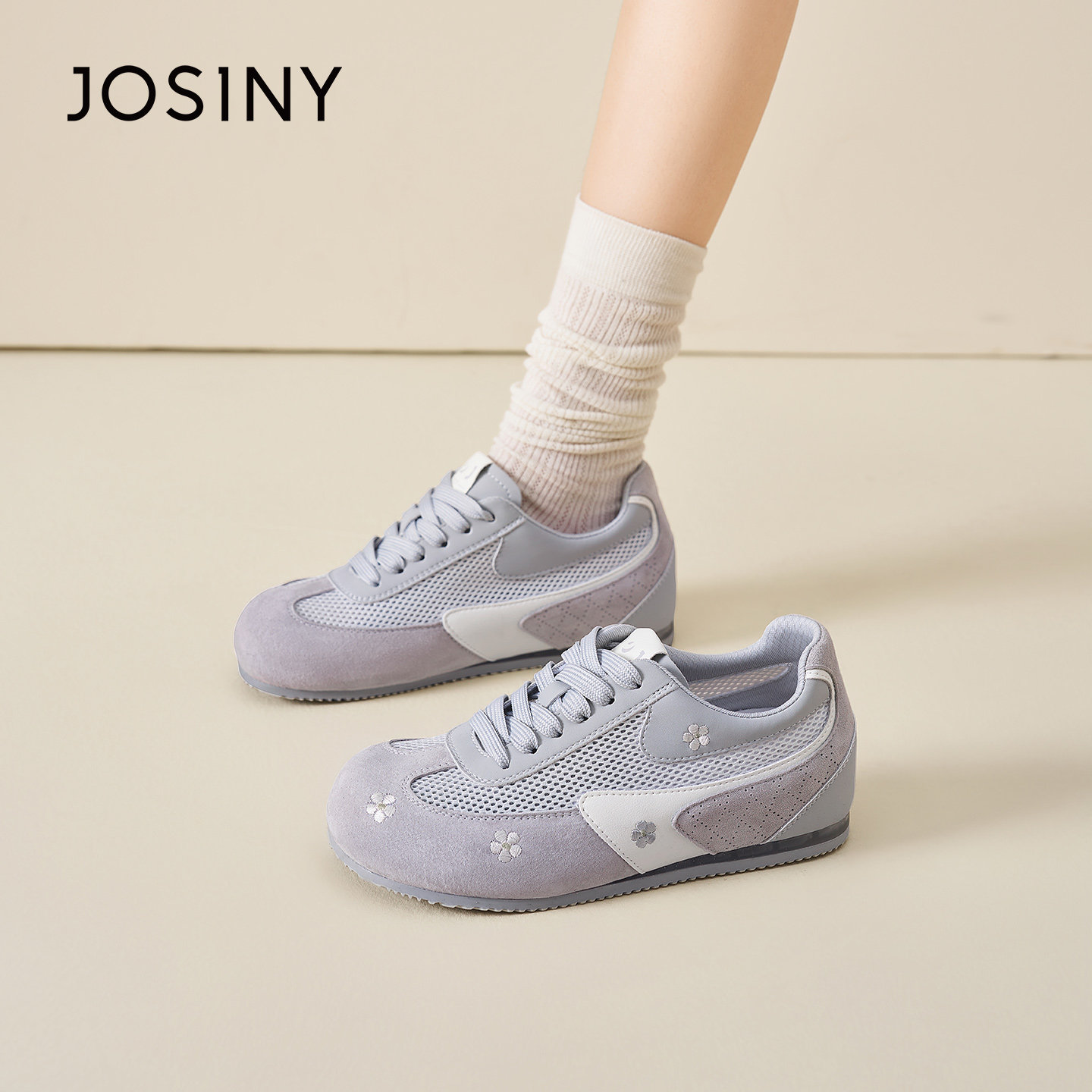 卓诗尼2026春夏新款网面运动鞋时尚舒适休闲鞋潮流复古拼接德训鞋,女鞋,德训鞋,淘宝优惠券,粉丝福利购,淘宝优惠卷