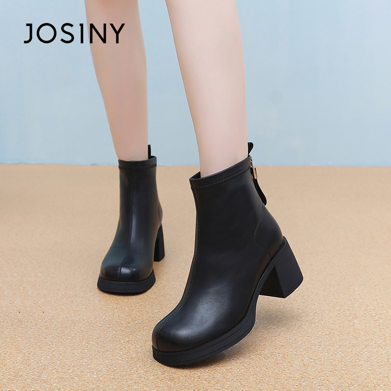 卓诗尼潮流后拉链时装靴