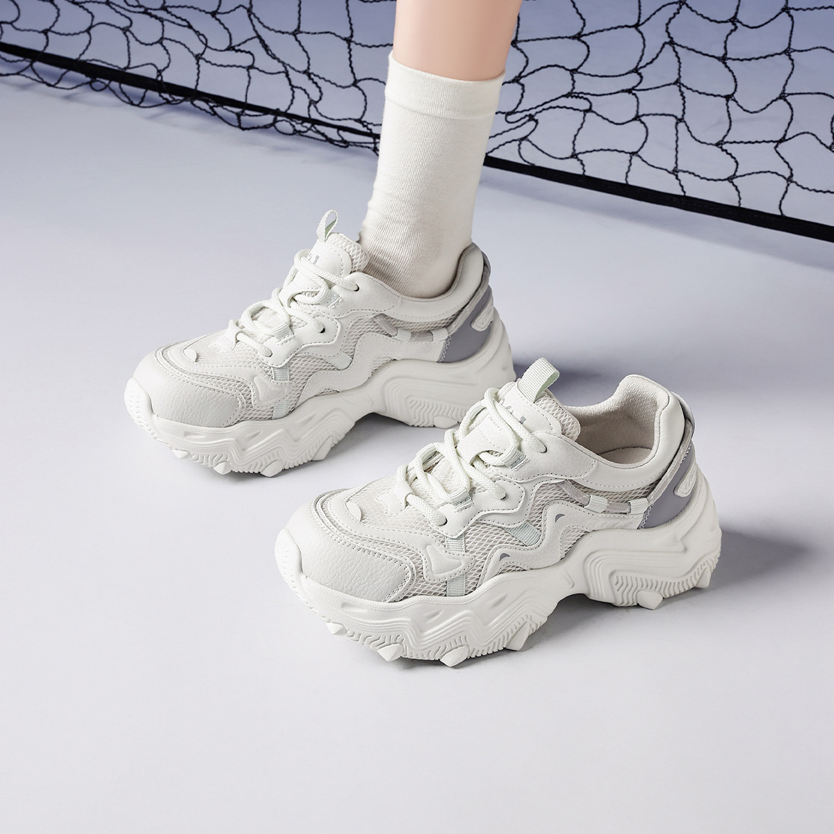 卓诗尼2026春季新款厚底老爹鞋时尚舒适休闲鞋潮流百搭显瘦运动鞋