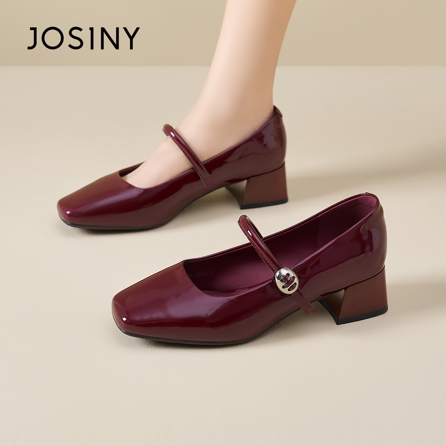 卓诗尼2026春季新款粗跟小皮鞋时尚舒适复古玛丽珍鞋潮流气质单鞋