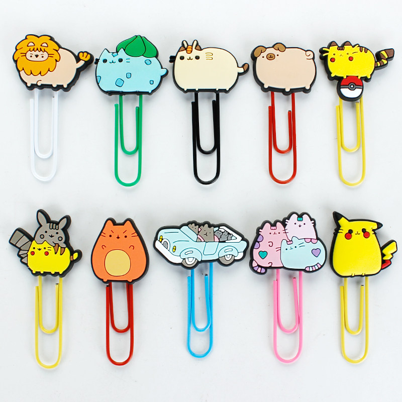 可爱卡通胖吉猫回形针学生便签试卷曲别针装饰金属书签夹纸文件夹
