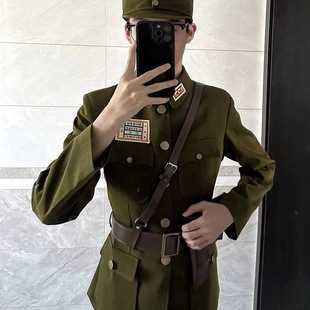 民国时期舞台表演服特务演出服伪军汪精卫衣服民国风婚纱照帅气衣