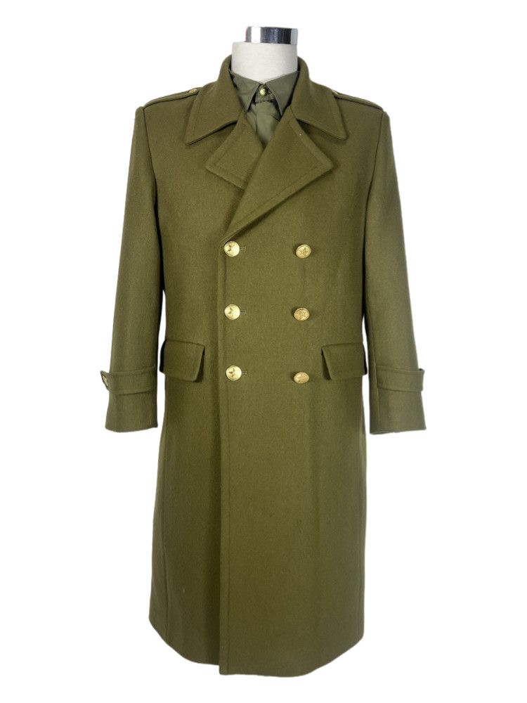 冬季毛呢大衣双排扣长款男大衣羊毛保暖外套加厚保安执勤风衣复古