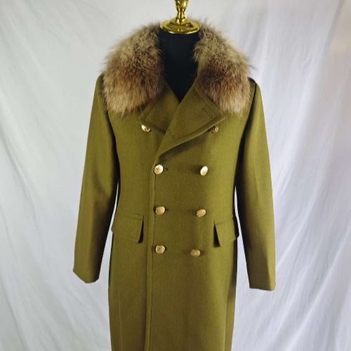 冬季加绒毛呢大衣双排扣长款男大衣羊毛保暖外套加厚保安执勤风衣