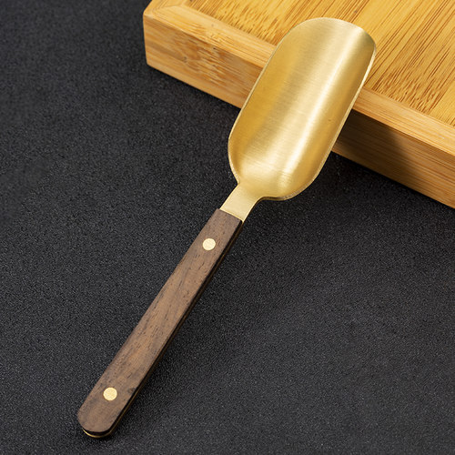 黄铜黑檀木茶勺单祇茶匙茶叶专用勺泡茶夹子镊子茶铲勺子茶具配件