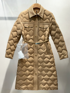 翻领外套冬收腰长款过膝进口三防鹅绒羽绒服女