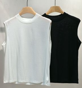 新款天丝羊毛半高领背心女外穿显瘦内搭上衣