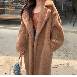 新款羊毛绒外套中长款泰迪熊大衣女士韩版