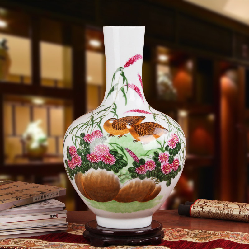 胡慧中作品景德镇花瓶天球瓶手绘