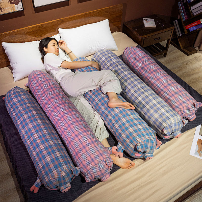 格子全棉猪猪长条枕抱枕女生睡觉夹腿床上孕妇枕靠枕侧睡大枕头,居家布艺,靠垫/抱枕,淘宝优惠券,粉丝福利购,淘宝优惠卷