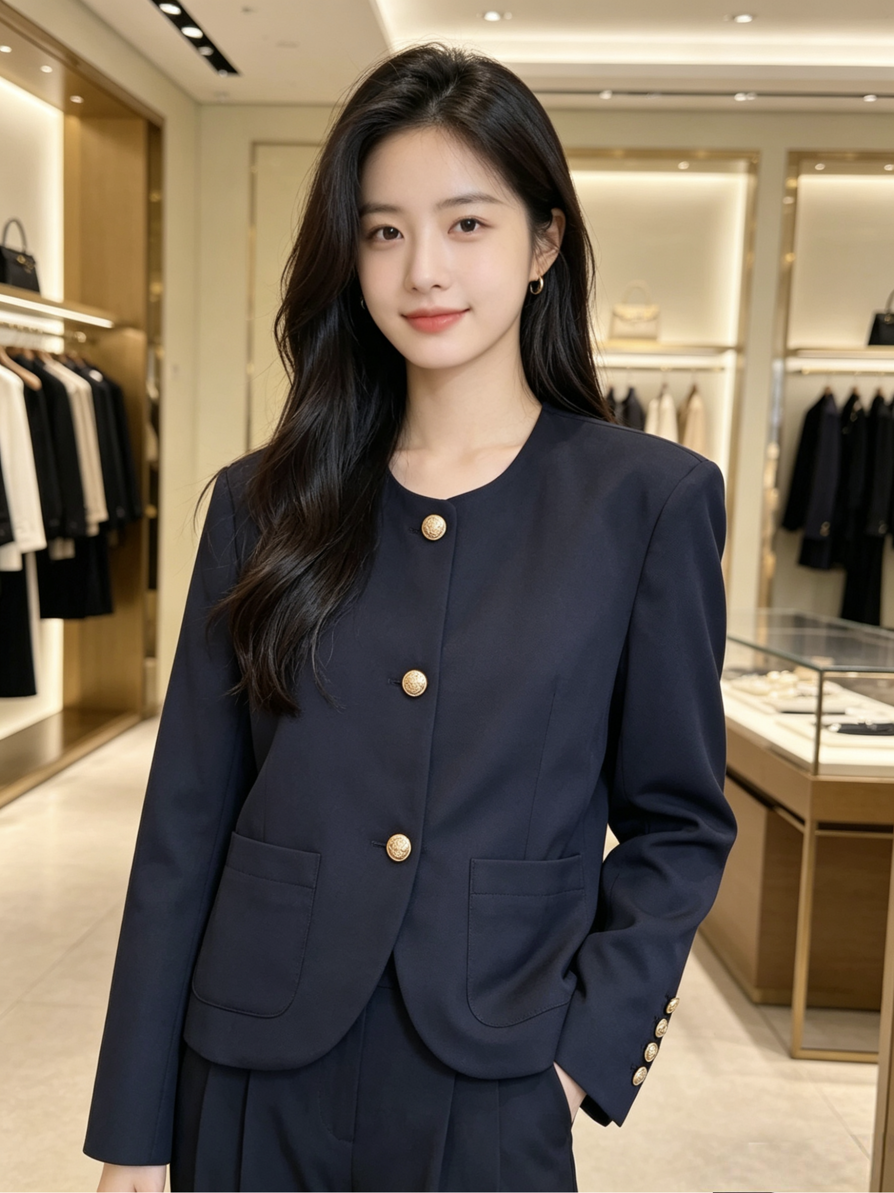 2026春季新款醋酸圆领西装高级感小香风外套女小个子上衣女