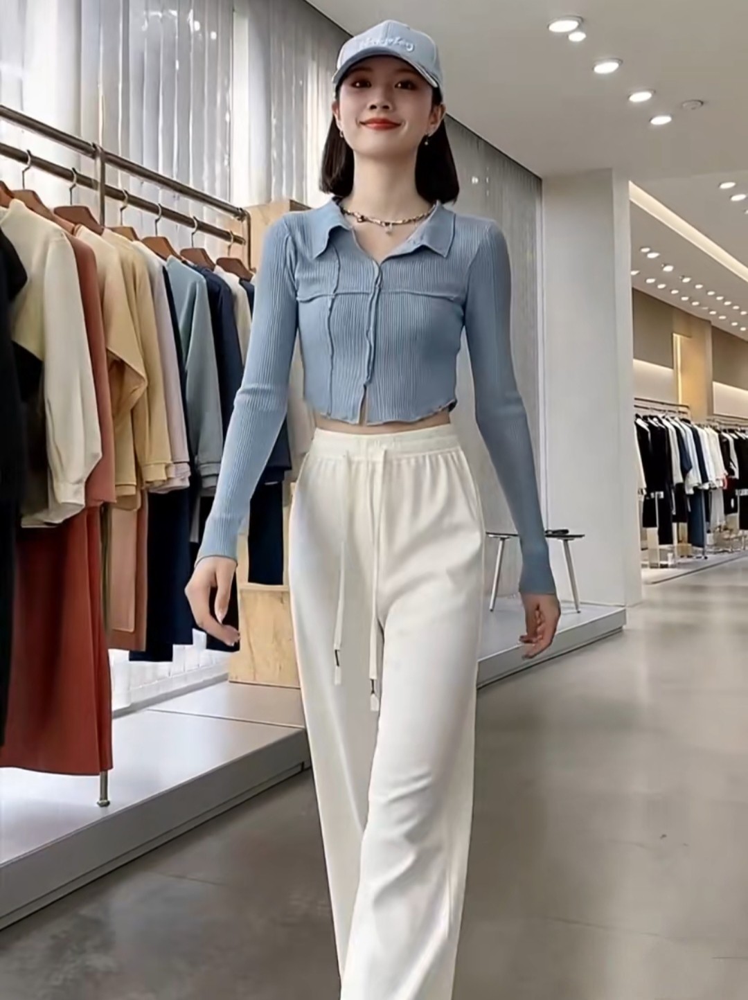 粉色冰丝窄版阔腿裤女春夏高腰显瘦针织垂感宽松休闲直筒