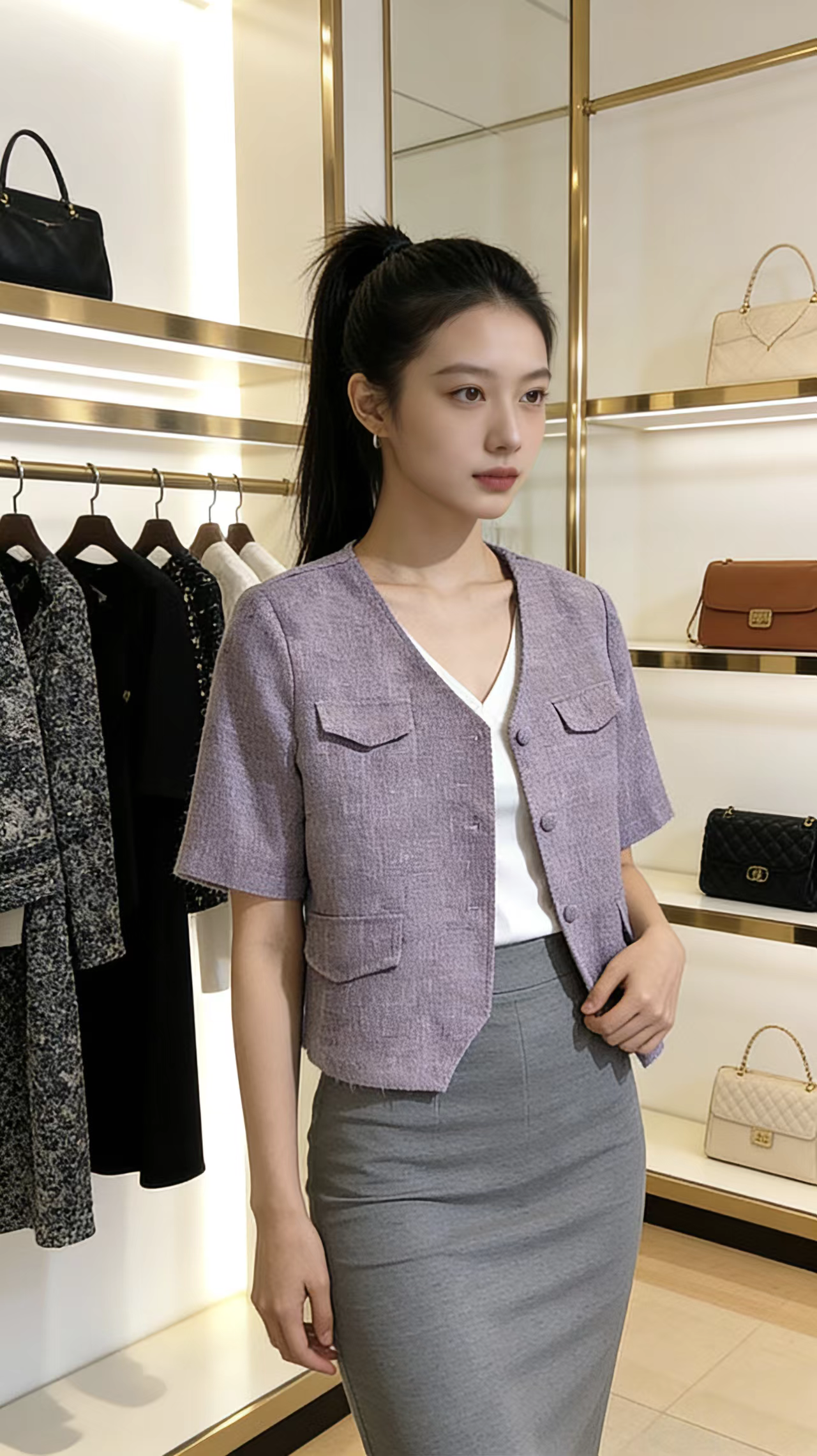 薄款短袖外套小香风女士开衫上衣短款小个子西装夏季外搭防晒气质