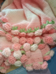 雪妃尔魔法球蜜桃色花束毯子毛线手工编织成品礼盒装送男女友礼物