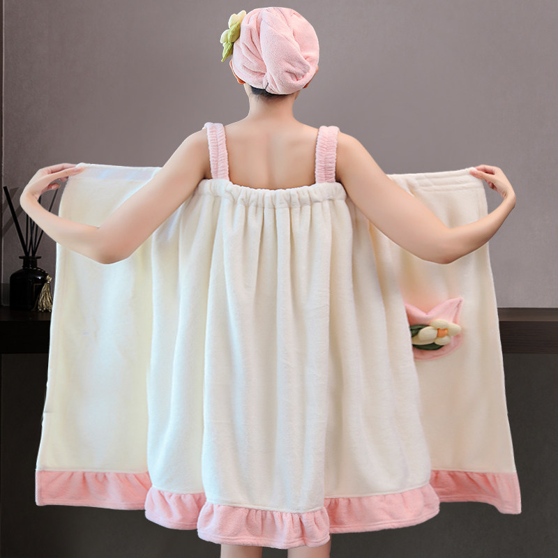 浴巾可穿裹全身女家用非纯棉吸水背心浴袍大人吊带浴裙夏2025新款