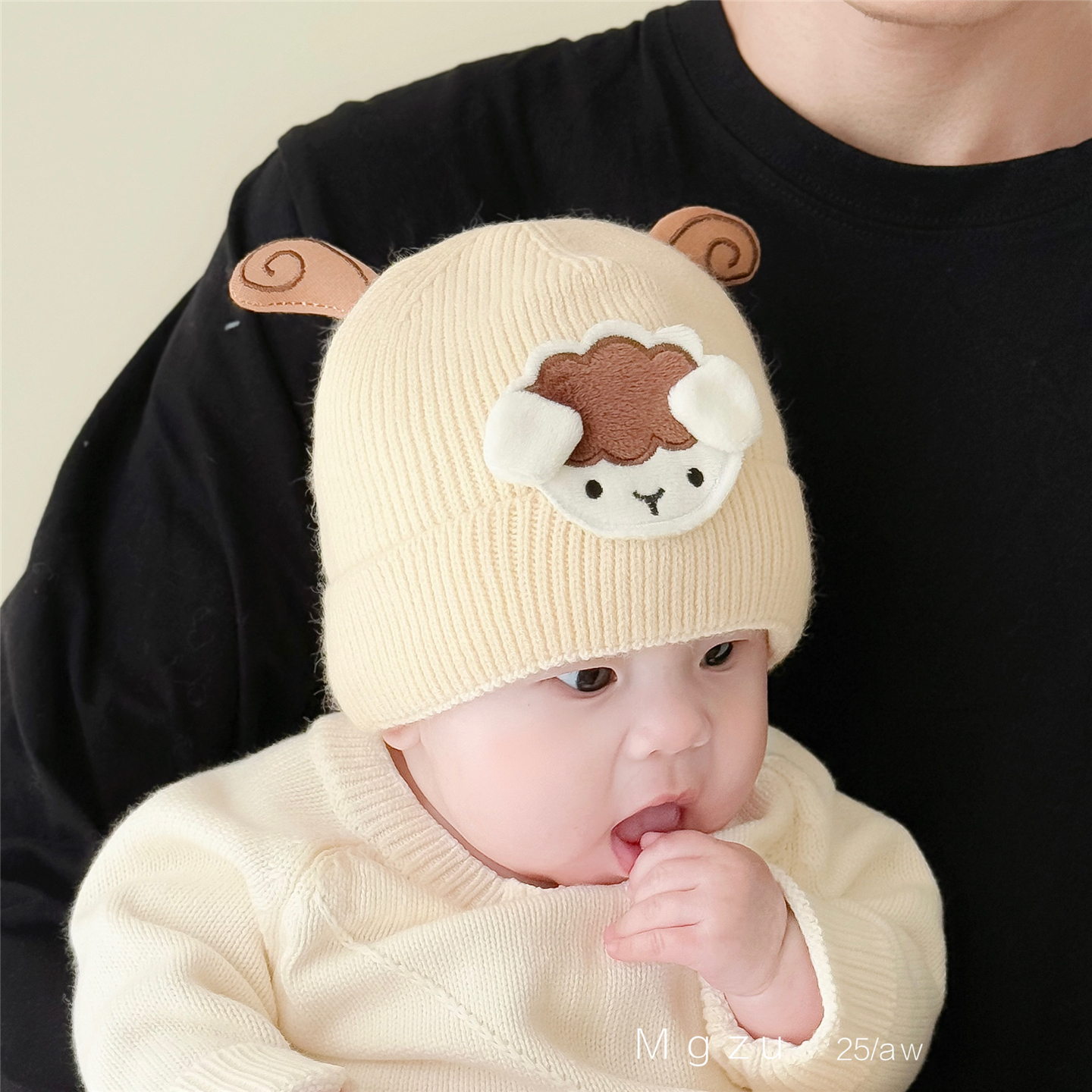 婴儿秋冬毛线帽柔软舒适加内衬