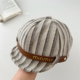 宝宝帽子春秋款 英伦风条纹字母贝雷帽男女童婴幼儿百搭鸭舌帽 时尚